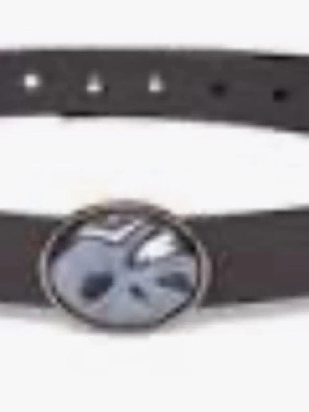 NWT Lele Sadoughi NWT Tahitian pearl oval metal Leather Button-Accent belt L/XL